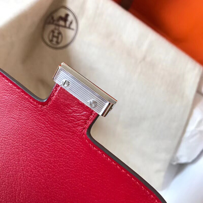 Hermes Constance 24cm Shoulder Bag In Red Epsom Leather